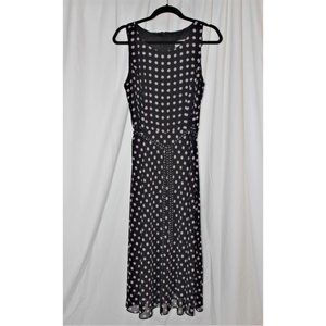 Jessica Howard Sleeveless Black Dress with Light Purple Polka Dots 14 Petite